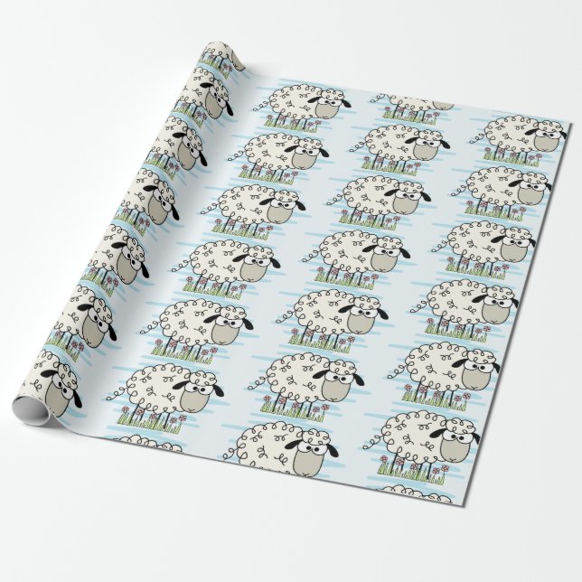 Cartoon Sheep Geschenkpapier (Ungerollt)