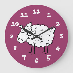 Cartoon Sheep Große Wanduhr