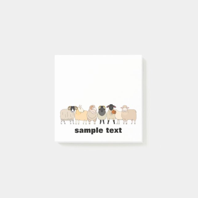 cartoon sheep group post it. post-it klebezettel (Vorderseite)