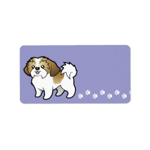 Cartoon Shih Tzu (Welpe geschnitten) Adressaufkleber