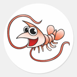 Cartoon Shrimp Runder Aufkleber