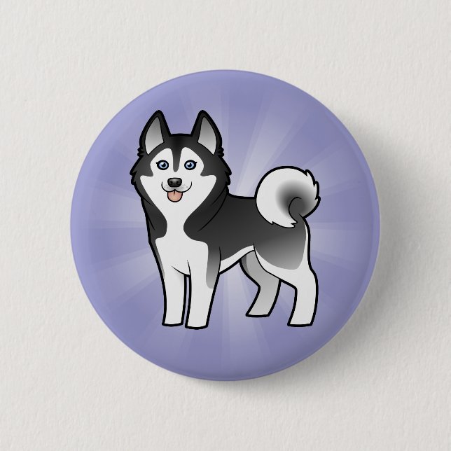 Cartoon Siberian Husky / Alaskan Malamute Button (Vorderseite)