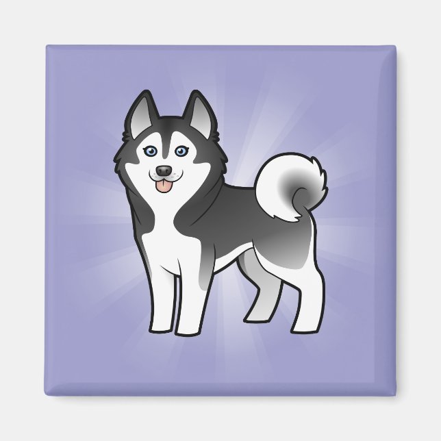 Cartoon Siberian Husky / Alaskan Malamute Magnet (Vorne)