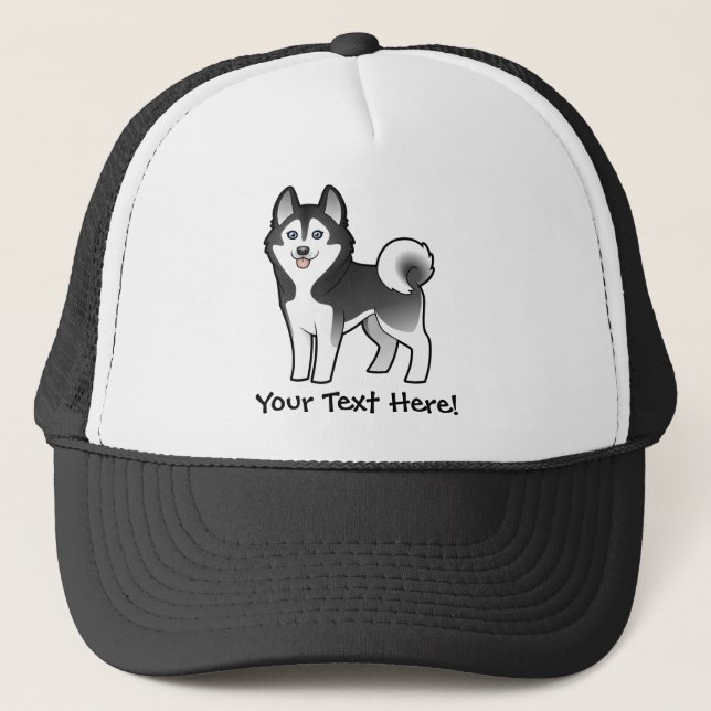 Cartoon Siberian Husky / Alaskan Malamute Truckerkappe (Vorderseite)