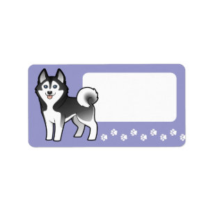 Cartoon-sibirischer Schlittenhund/alaskischer Adressaufkleber
