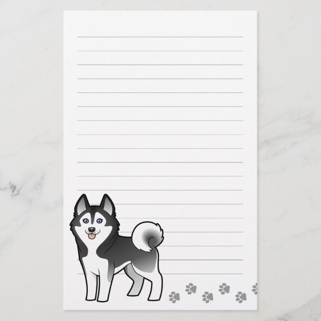 Cartoon-sibirischer Schlittenhund/alaskischer Briefpapier (Vorderseite)