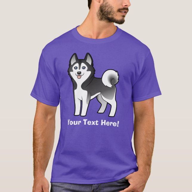 Cartoon-sibirischer Schlittenhund/alaskischer T-Shirt (Vorderseite)
