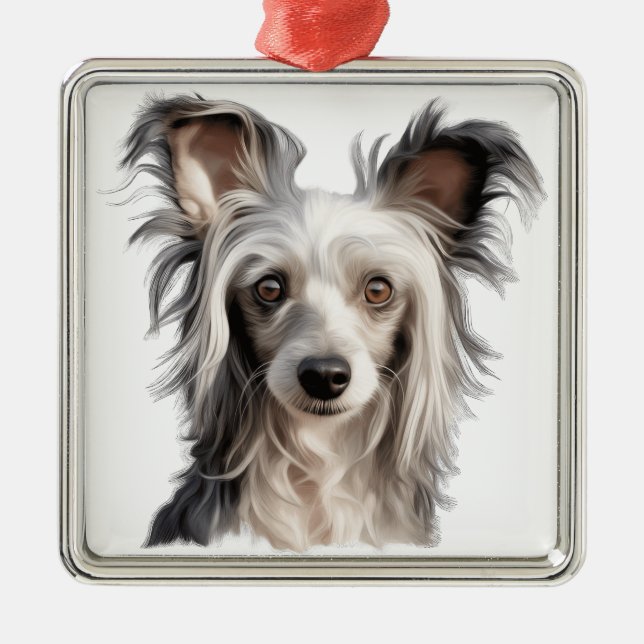CARTOON SIEHT POWDER PUFF CHINESISCHES HUND ORNAMENT AUS METALL (Vorne)