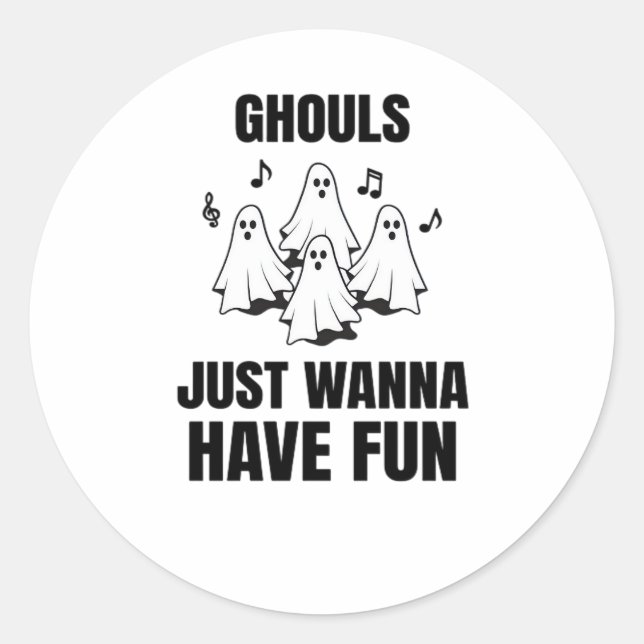 Cartoon singen - "Ghouls just wanna have fun" Runder Aufkleber (Vorderseite)
