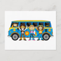 Cartoon Sixties Peace Hippie Van