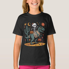 Cartoon Skeleton & T-Rex mit Candy Eckets T-Shirt