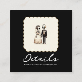 Cartoon Skelettbräune + Angaben zur Hochzeit Quadratische Visitenkarte