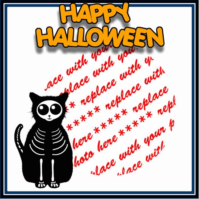 Cartoon Skelettkat, Bat & Ghost Foto Rahmen Freistehende Fotoskulptur (Vorne)