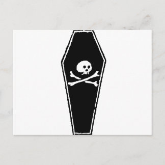 Cartoon Skull and Cross Bones in Coffin by Chillee Postkarte