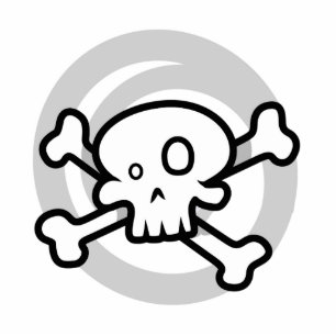 Cartoon Skull & Cross Bones Swirbeln Fotoskulptur Magnet