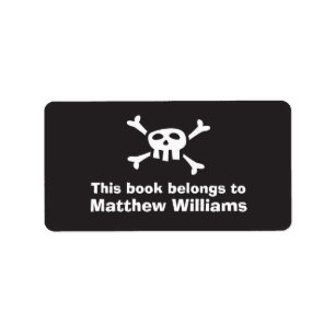 Cartoon Skull Piratenflagge Buchzeichen Buch Telle Adressaufkleber