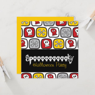 Cartoon Skulls & Bones Spaß Kid's Halloween-Party Einladung