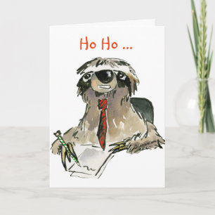 Cartoon Sloth Holiday Grußkarte Feiertagskarte