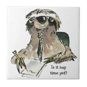 Cartoon Sloth Nickerchen Time Fliese