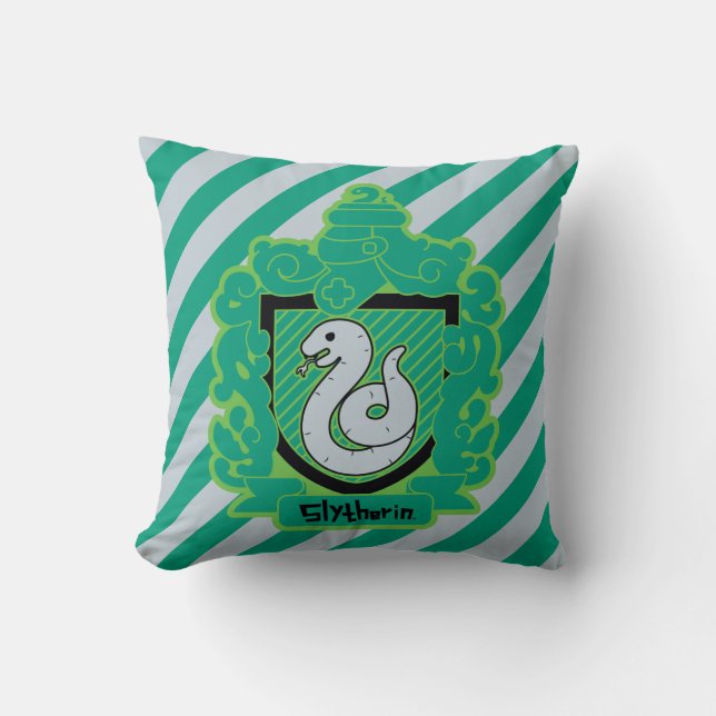 Cartoon Slytherin Wappen Kissen (Vorderseite)