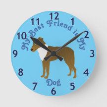 Cartoon Smooth Collie Sable Round Clock
