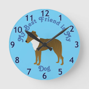 Cartoon Smooth Collie Sable Round Clock Runde Wanduhr