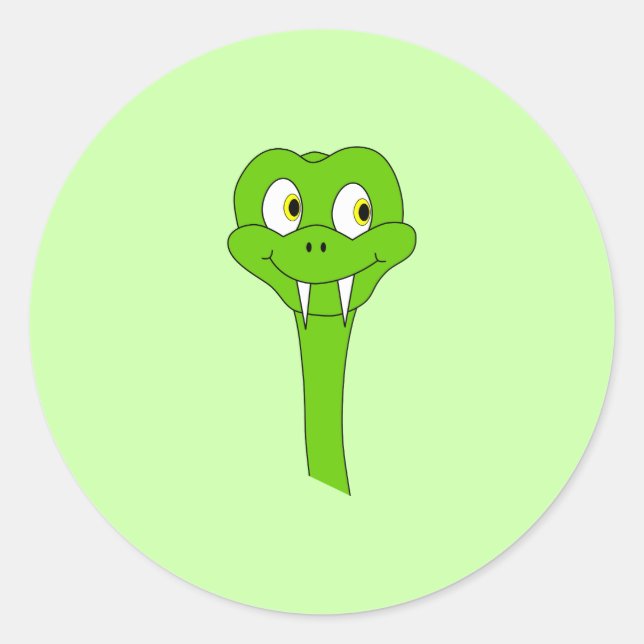 Cartoon Snake Runder Aufkleber (Vorderseite)
