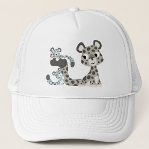 Cartoon Snow Leopard und Cubs Hat Truckerkappe