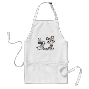 Cartoon Snow Leopard und Cubs Kochen Schürze