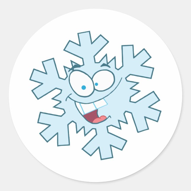 Cartoon Snowflake Runder Aufkleber (Vorderseite)
