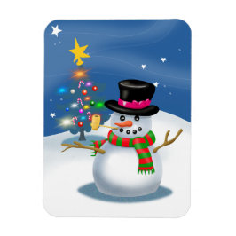 Cartoon Snowman Christmas Magnet
