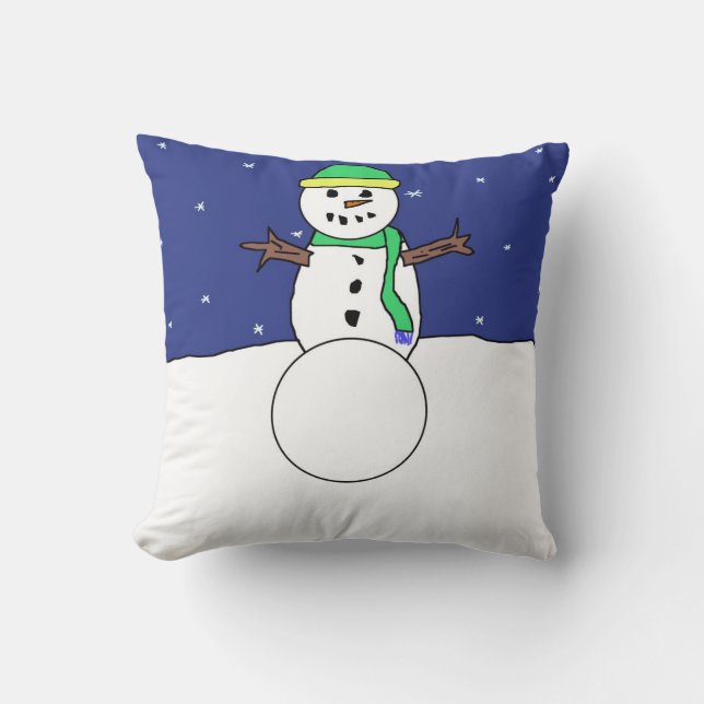 Cartoon Snowman Kissen (Vorderseite)