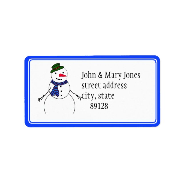 Cartoon Snowman Little Kokett Boy Adressaufkleber (Vorne)