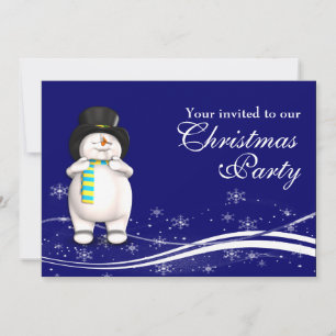 Cartoon Snowman & Penguin Weihnachts-Party Einladung