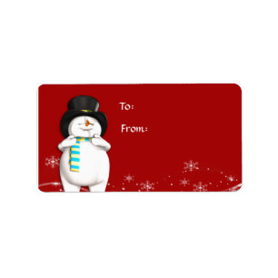 Cartoon Snowman Weihnachtsgeschenk Tag Adressaufkleber
