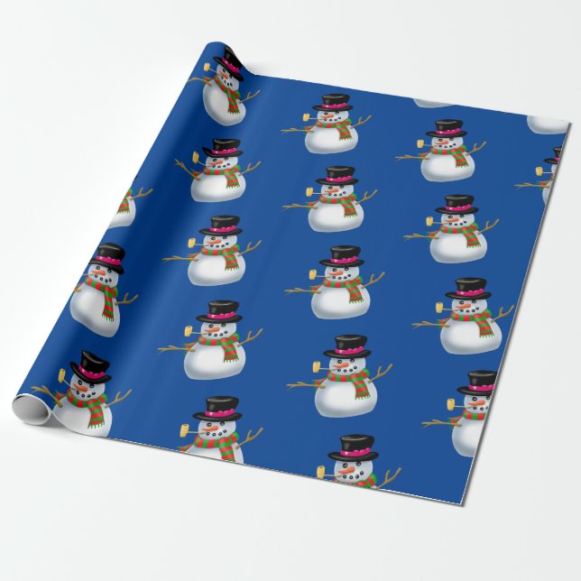 Cartoon Snowman Wrapping Paper Geschenkpapier (Ungerollt)