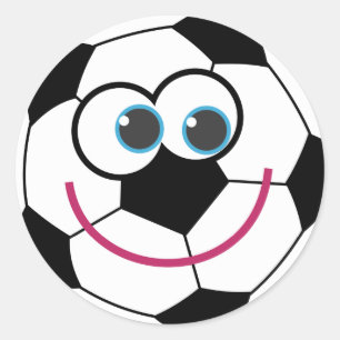 Cartoon Soccer Ball Runder Aufkleber