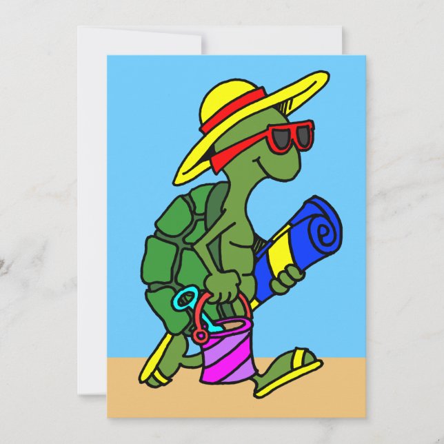 Cartoon SommerSchildkröteneinladung Einladung (Vorderseite)