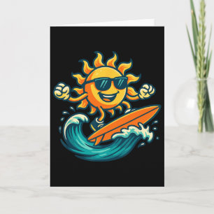 Cartoon-Sonne-Surfen-Sommer-Strand-Welle-Kunst Karte
