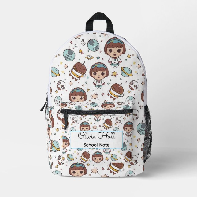 Cartoon Space Back to School Supplies Teachers  Bedruckter Rucksack (Vorderseite)