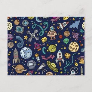 Cartoon Space Explorer Geburtstagskinder-Thema Postkarte