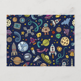 Cartoon Space Explorer Geburtstagskinder-Thema Postkarte