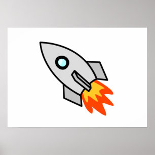 Cartoon Space Rocket Poster