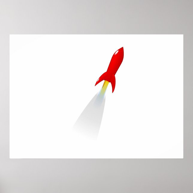 Cartoon Space Rocket Poster (Vorne)