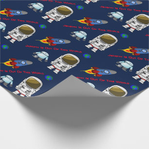 Cartoon Space Theme Custom Birthday Wrapping Paper Geschenkpapier