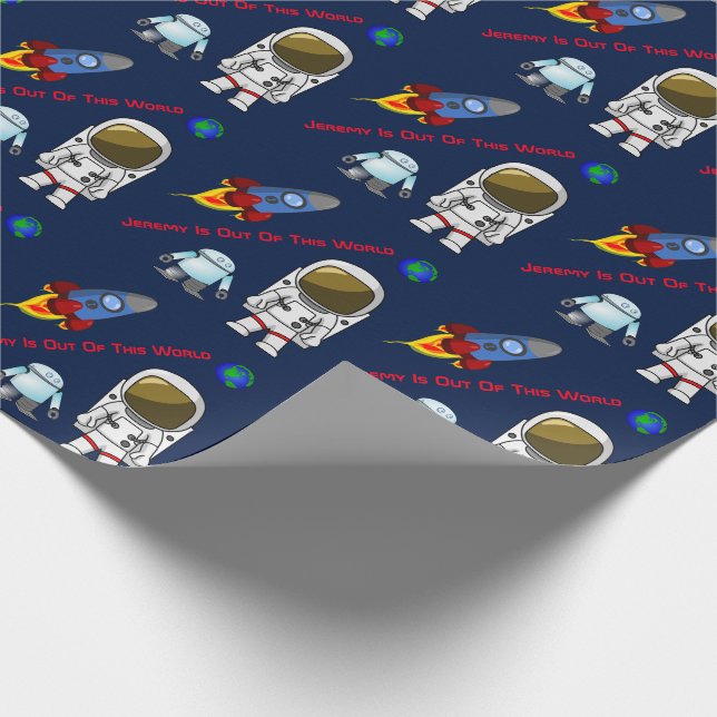 Cartoon Space Theme Custom Birthday Wrapping Paper Geschenkpapier (Ecke)