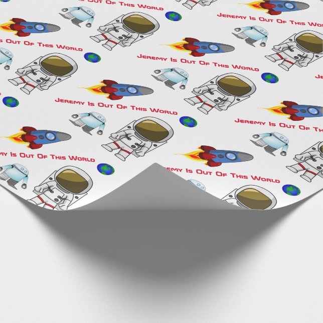 Cartoon Space Theme Custom Birthday Wrapping Paper Geschenkpapier (Ecke)