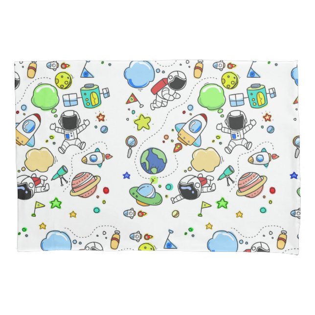 Cartoon Space Theme Pillow Case Kissenbezug (Vorderseite)