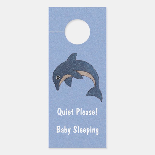 Cartoon Sparkling Dolphin Ruhiges Baby Schlafen Bl Türanhänger (Vorderseite)