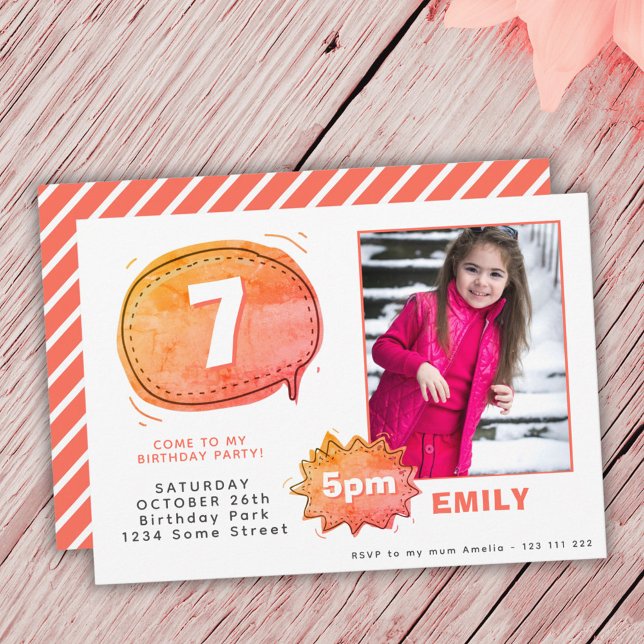 Cartoon Speech Bubble Foto Girl Geburtstag Einladung (Von Creator hochgeladen)